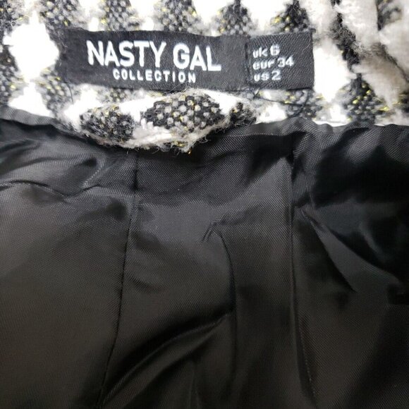 Nasty Gal Black and White Double Breasted Oversize Blazer Sz 2 - Picture 5 of 7